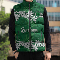 Personalised Cook Islands Rarotonga Sleeveless Puffer Jacket Tiare Maori Polynesian Waves Tattoo LT14 - Polynesian Pride