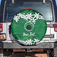 Personalised Cook Islands Rarotonga Spare Tire Cover Tiare Maori Polynesian Waves Tattoo
