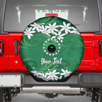 Personalised Cook Islands Rarotonga Spare Tire Cover Tiare Maori Polynesian Waves Tattoo