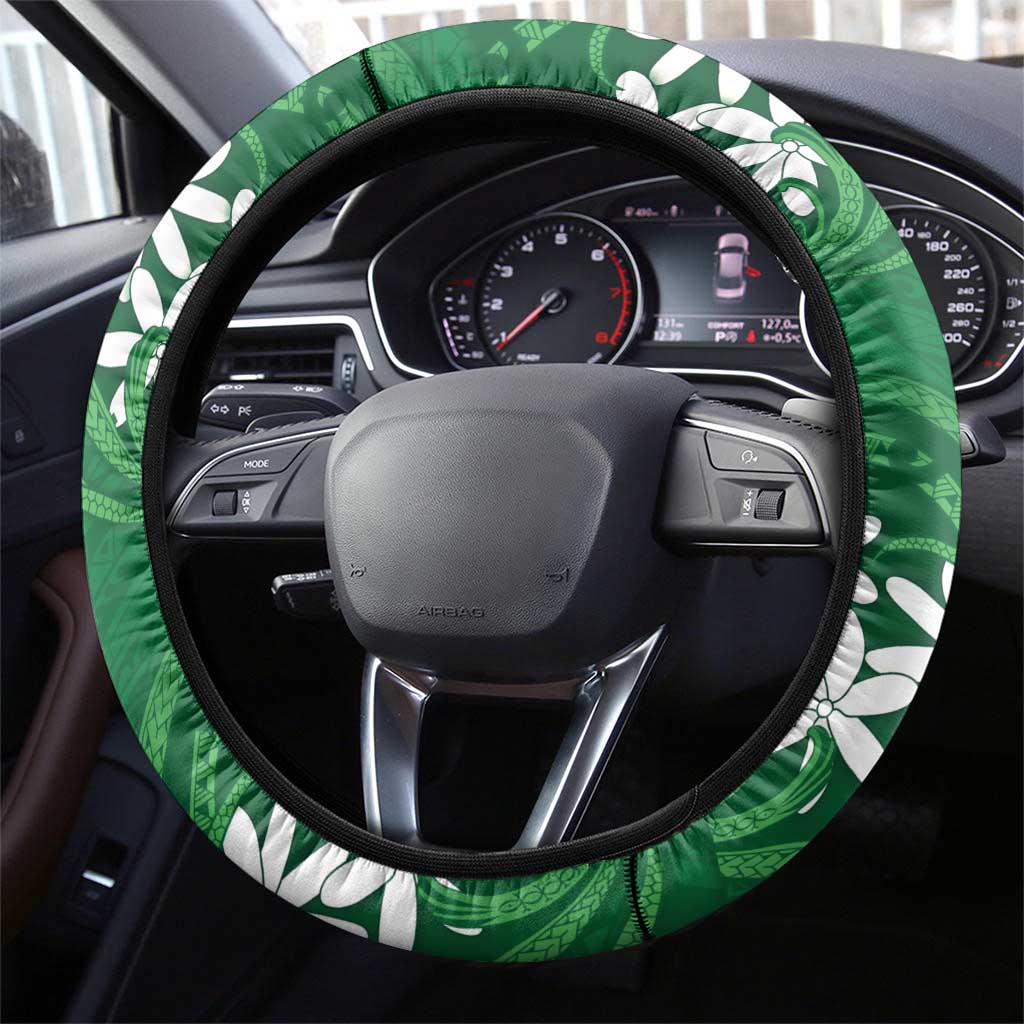 Cook Islands Rarotonga Steering Wheel Cover Tiare Maori Polynesian Waves Tattoo LT14 - Polynesian Pride