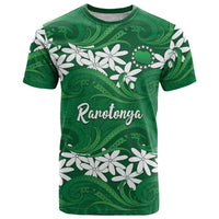 Personalised Cook Islands Rarotonga T Shirt Tiare Maori Polynesian Waves Tattoo LT14 Green - Polynesian Pride