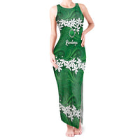 Personalised Cook Islands Rarotonga Tank Maxi Dress Tiare Maori Polynesian Waves Tattoo LT14 Women Green - Polynesian Pride