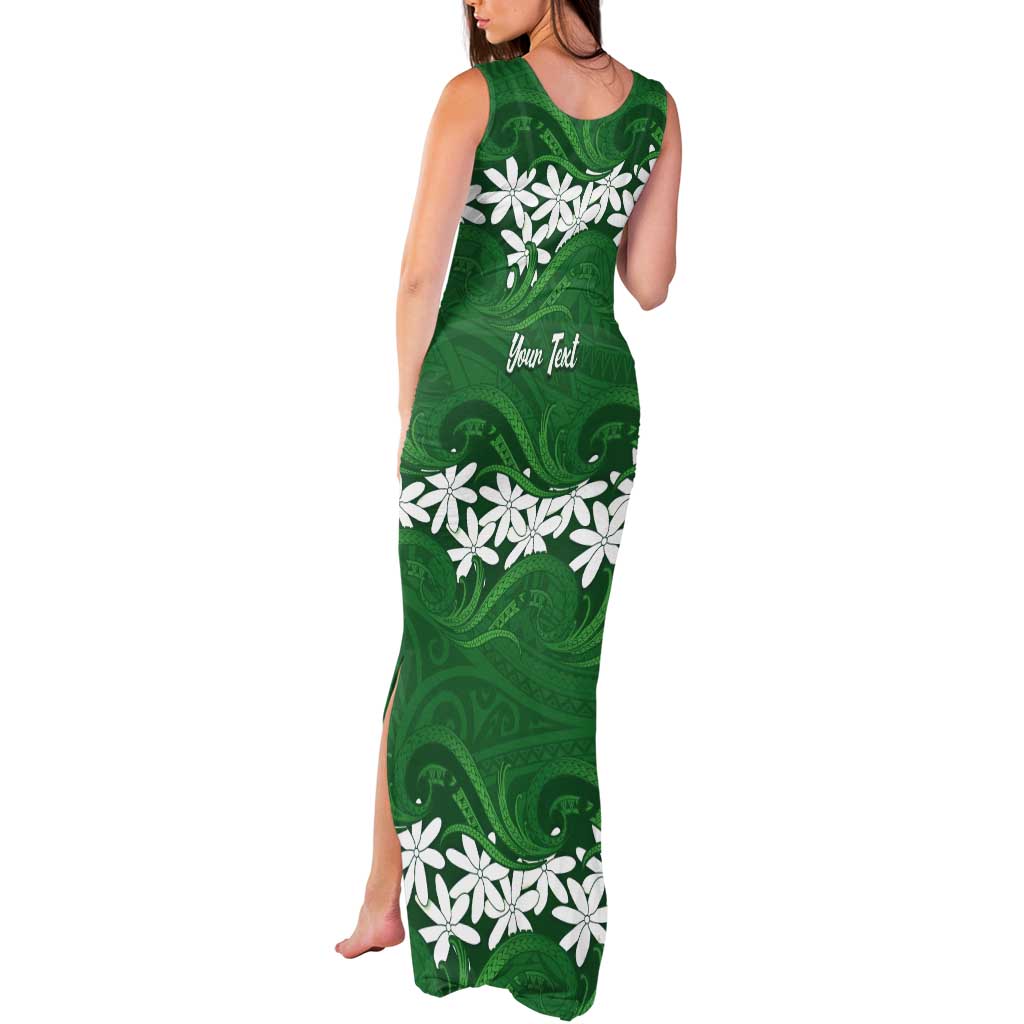 Personalised Cook Islands Rarotonga Tank Maxi Dress Tiare Maori Polynesian Waves Tattoo LT14 - Polynesian Pride