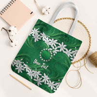 Personalised Cook Islands Rarotonga Tote Bag Tiare Maori Polynesian Waves Tattoo LT14 White Strap One Size Green - Polynesian Pride