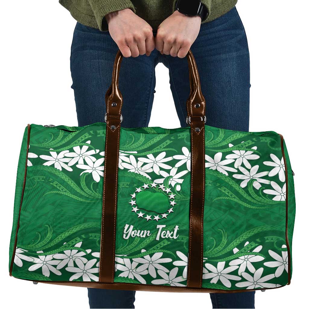 Personalised Cook Islands Rarotonga Travel Bag Tiare Maori Polynesian Waves Tattoo LT14 Green - Polynesian Pride