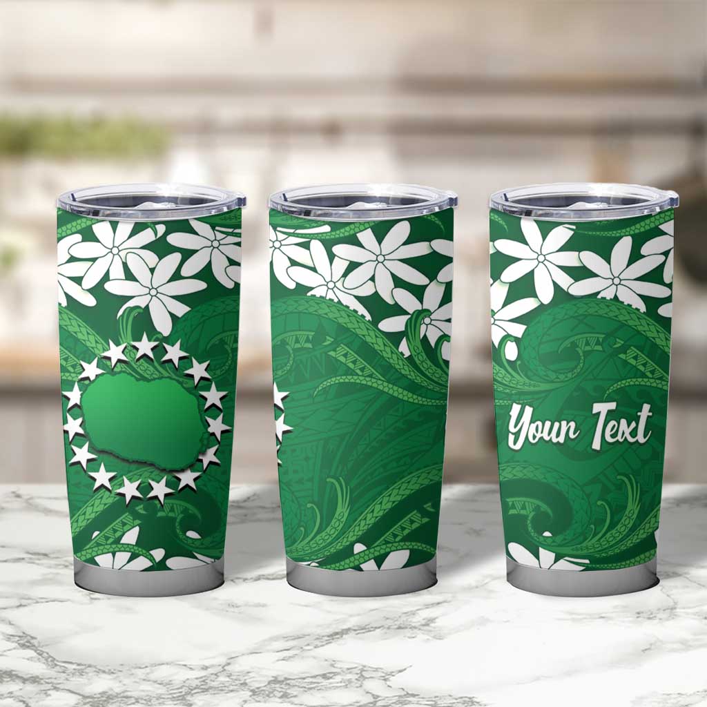 Personalised Cook Islands Rarotonga Tumbler Cup Tiare Maori Polynesian Waves Tattoo LT14 - Polynesian Pride