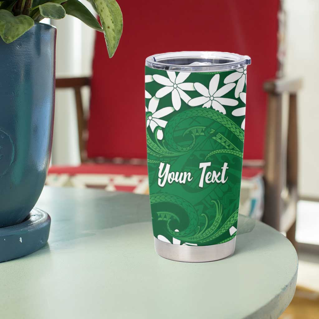 Personalised Cook Islands Rarotonga Tumbler Cup Tiare Maori Polynesian Waves Tattoo LT14 - Polynesian Pride