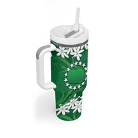 Personalised Cook Islands Rarotonga Tumbler With Handle Tiare Maori Polynesian Waves Tattoo LT14 - Polynesian Pride