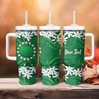 Personalised Cook Islands Rarotonga Tumbler With Handle Tiare Maori Polynesian Waves Tattoo LT14 - Polynesian Pride