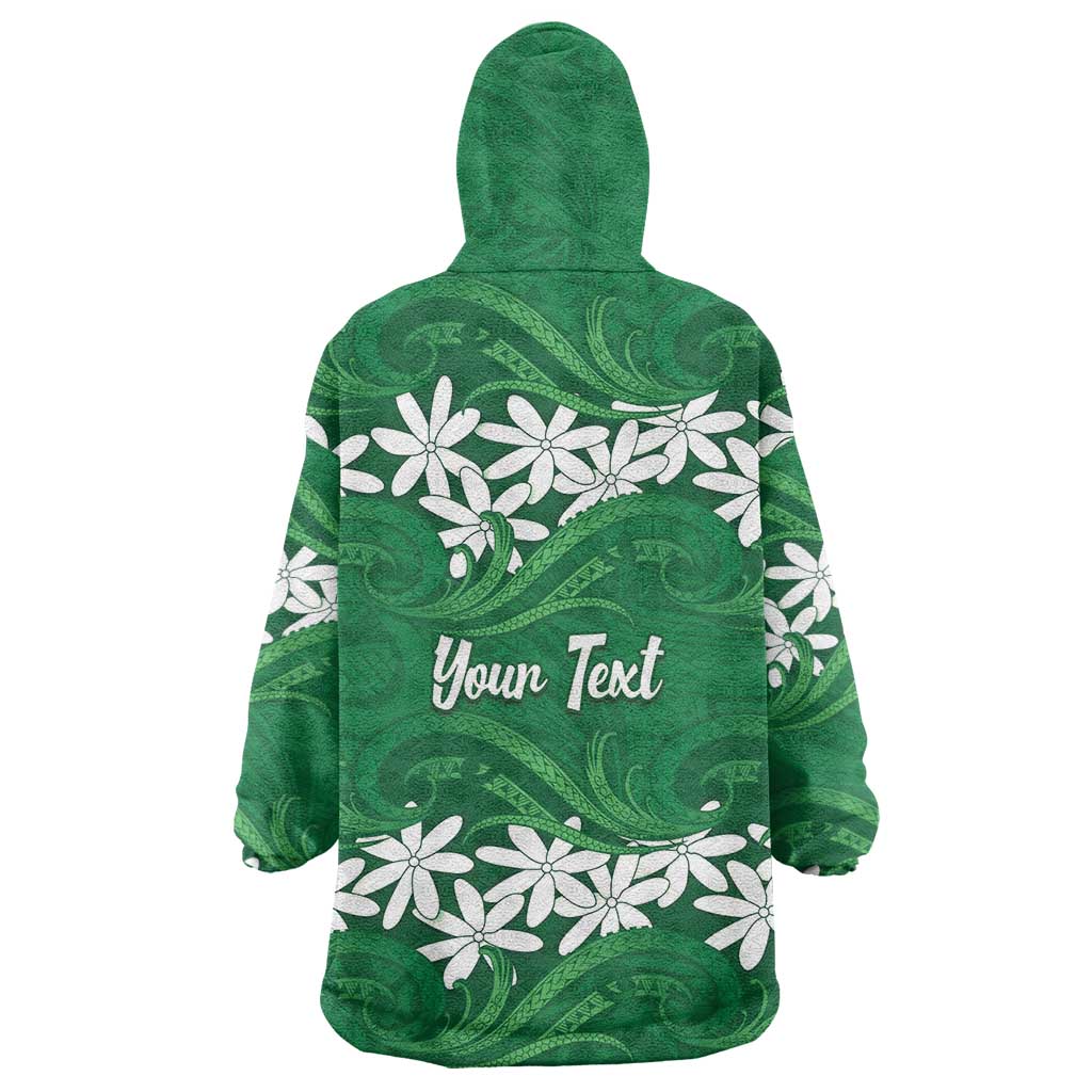 Personalised Cook Islands Rarotonga Wearable Blanket Hoodie Tiare Maori Polynesian Waves Tattoo LT14 - Polynesian Pride