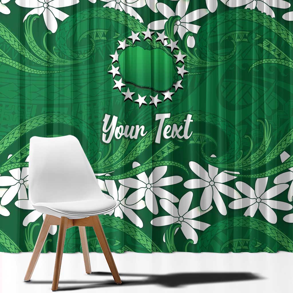Personalised Cook Islands Rarotonga Window Curtain Tiare Maori Polynesian Waves Tattoo LT14 - Polynesian Pride
