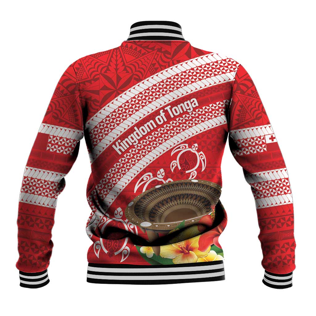 Kingdom Of Tonga Emancipation Day Baseball Jacket Tongan Ngatu With Kumete Red LT14 - Polynesian Pride