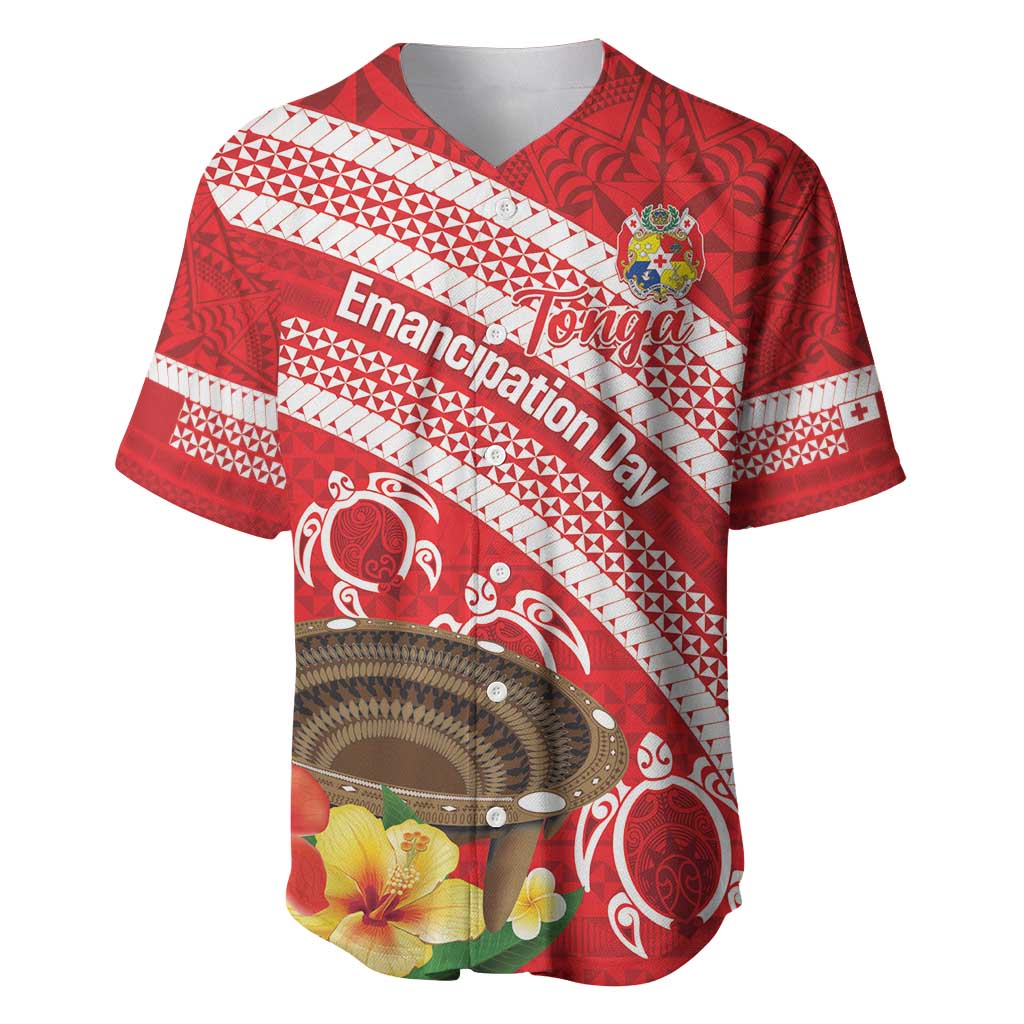 Kingdom Of Tonga Emancipation Day Baseball Jersey Tongan Ngatu With Kumete Red