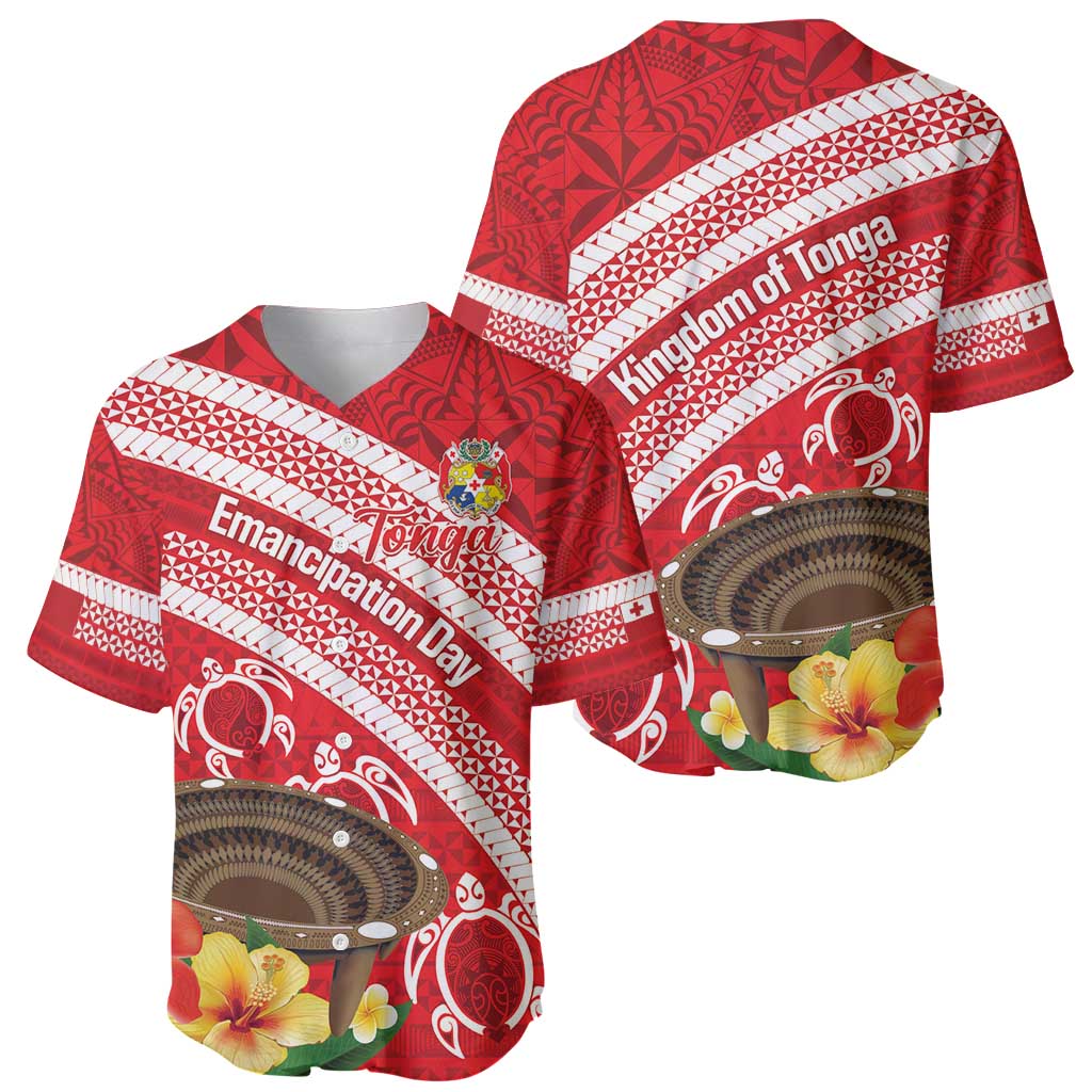 Kingdom Of Tonga Emancipation Day Baseball Jersey Tongan Ngatu With Kumete Red