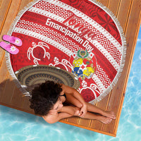 Kingdom Of Tonga Emancipation Day Beach Blanket Tongan Ngatu With Kumete Red LT14 - Polynesian Pride