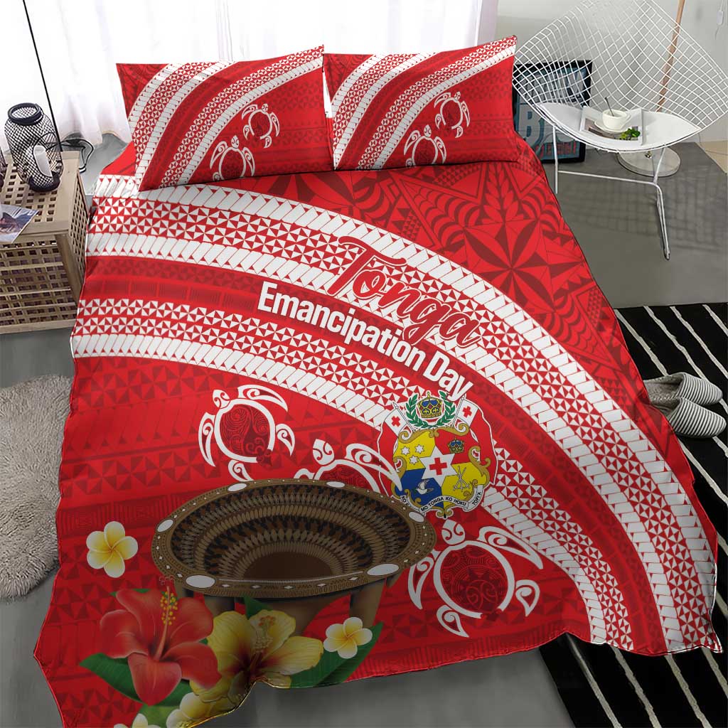Kingdom Of Tonga Emancipation Day Bedding Set Tongan Ngatu With Kumete Red