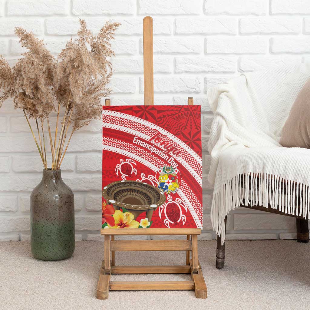 Kingdom Of Tonga Emancipation Day Canvas Wall Art Tongan Ngatu With Kumete Red LT14 - Polynesian Pride