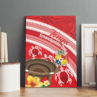 Kingdom Of Tonga Emancipation Day Canvas Wall Art Tongan Ngatu With Kumete Red LT14 - Polynesian Pride