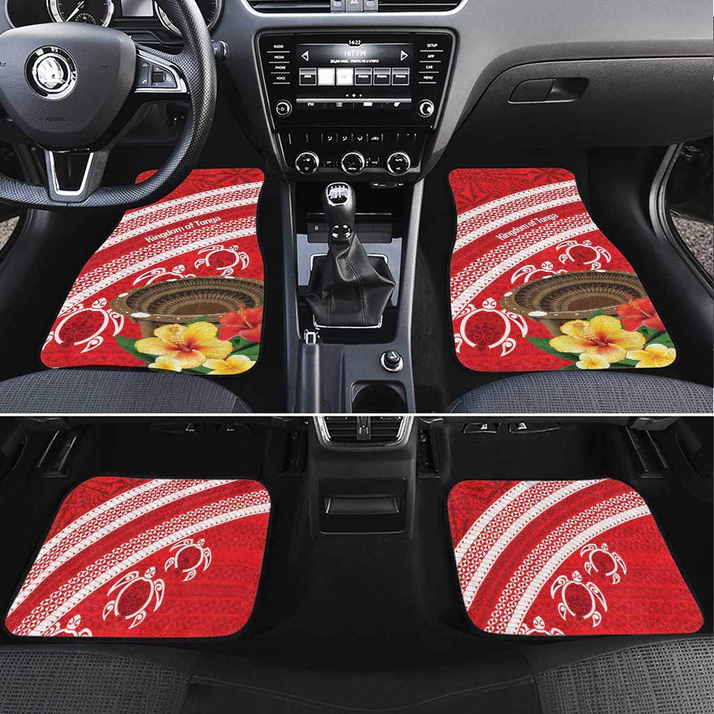 Kingdom Of Tonga Emancipation Day Car Mats Tongan Ngatu With Kumete Red LT14 Set 4pcs Red - Polynesian Pride