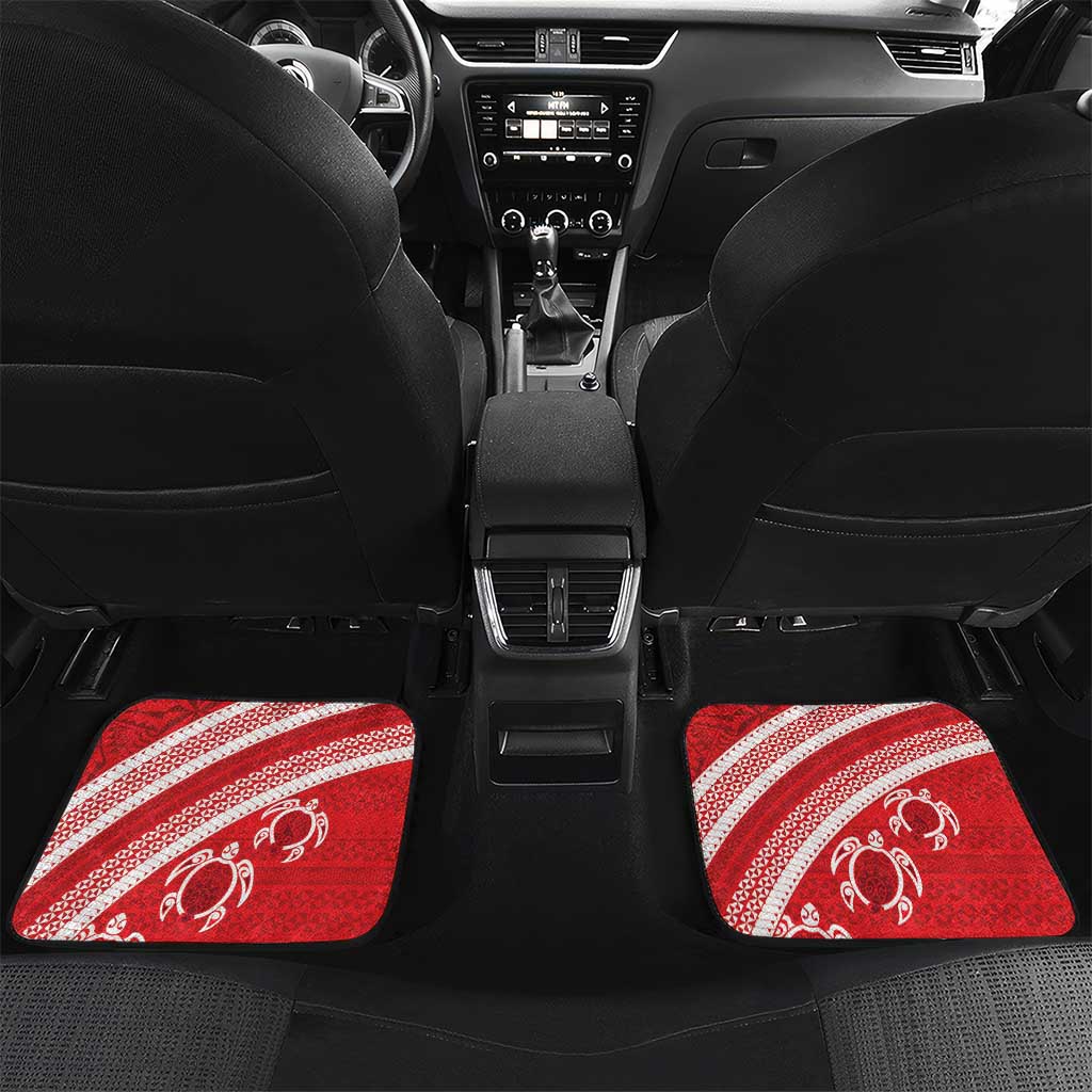 Kingdom Of Tonga Emancipation Day Car Mats Tongan Ngatu With Kumete Red LT14 Set 2pcs - Back Red - Polynesian Pride