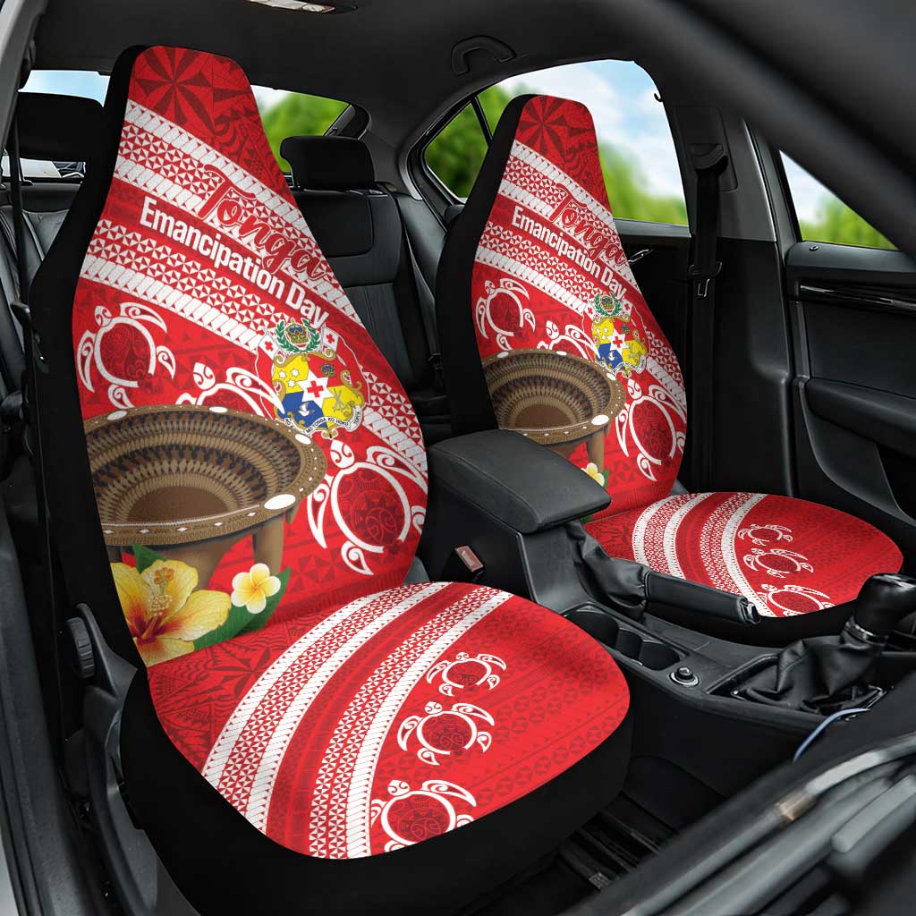 Kingdom Of Tonga Emancipation Day Car Seat Cover Tongan Ngatu With Kumete Red