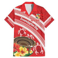 Kingdom Of Tonga Emancipation Day Family Matching Mermaid Dress and Hawaiian Shirt Tongan Ngatu With Kumete Red