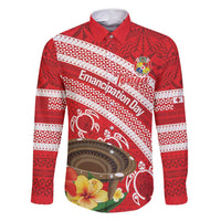 Kingdom Of Tonga Emancipation Day Family Matching Mermaid Dress and Hawaiian Shirt Tongan Ngatu With Kumete Red