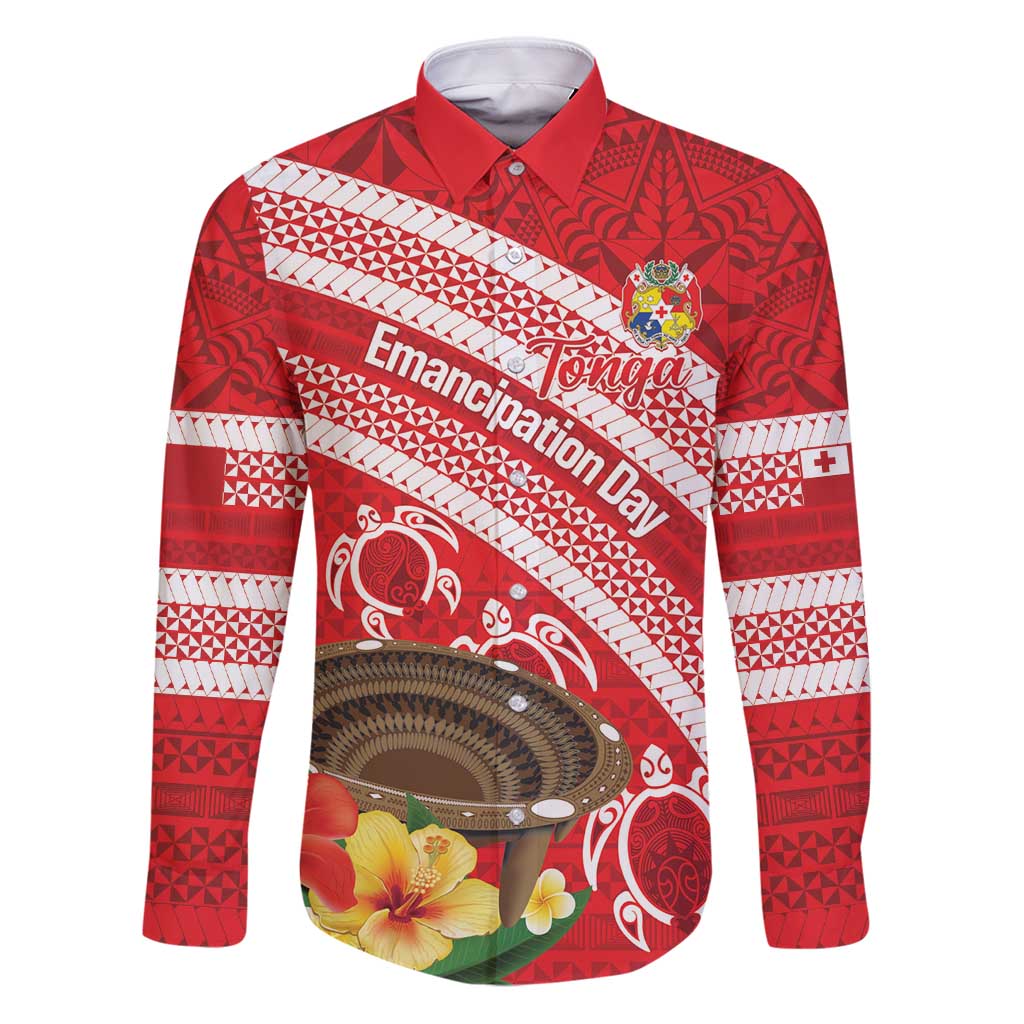 Kingdom Of Tonga Emancipation Day Family Matching Puletasi and Hawaiian Shirt Tongan Ngatu With Kumete Red