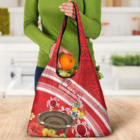 Kingdom Of Tonga Emancipation Day Grocery Bag Tongan Ngatu With Kumete Red
