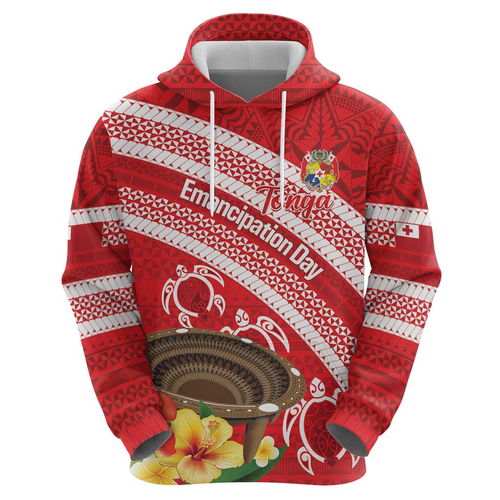 Kingdom Of Tonga Emancipation Day Hoodie Tongan Ngatu With Kumete Red