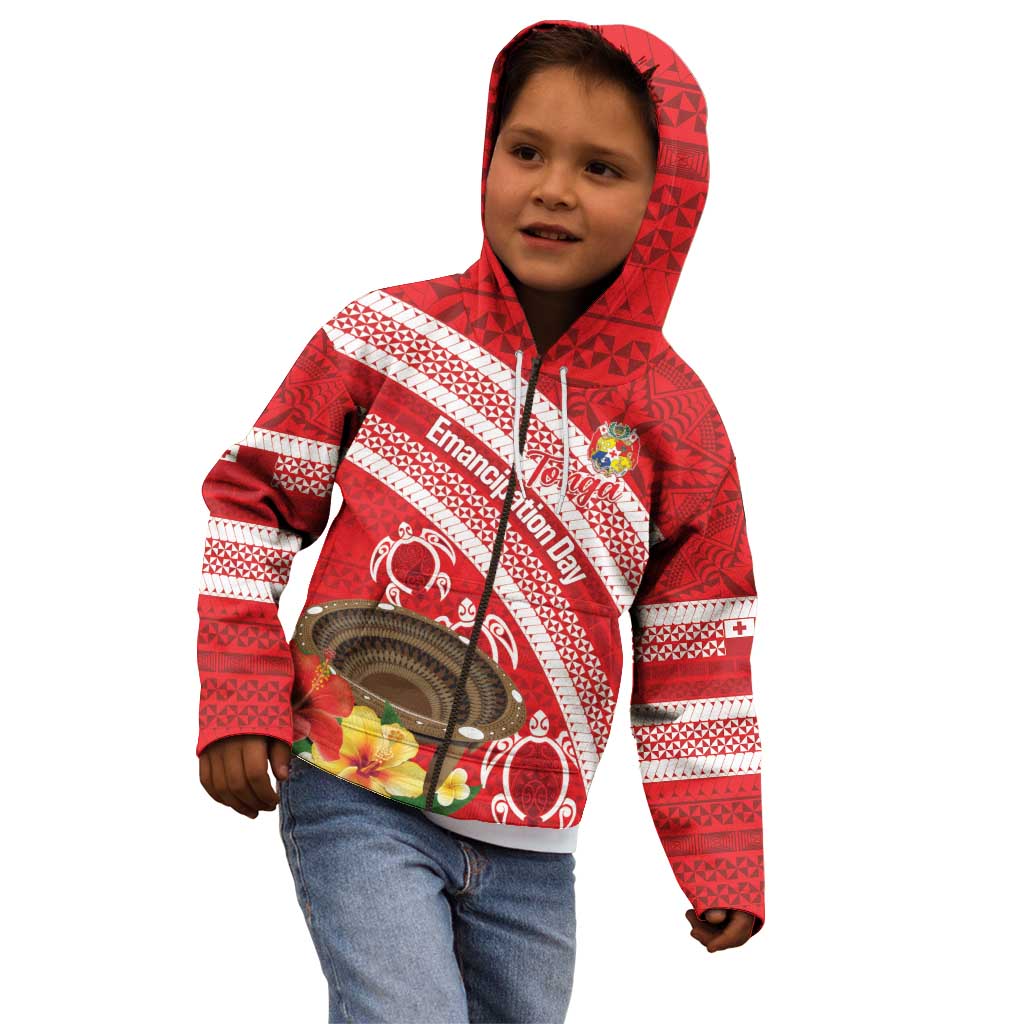 Kingdom Of Tonga Emancipation Day Kid Hoodie Tongan Ngatu With Kumete Red
