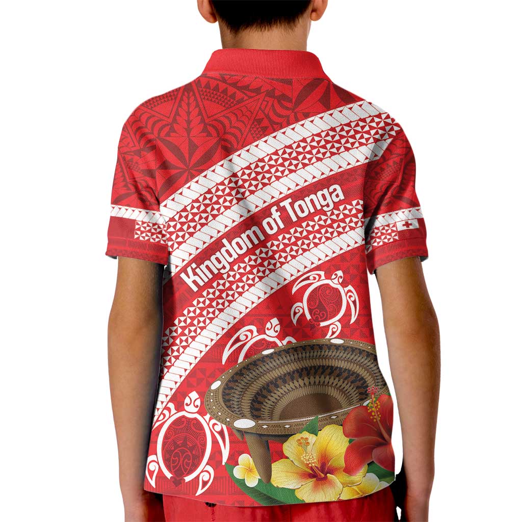 Kingdom Of Tonga Emancipation Day Kid Polo Shirt Tongan Ngatu With Kumete Red