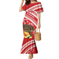 Kingdom Of Tonga Emancipation Day Mermaid Dress Tongan Ngatu With Kumete Red