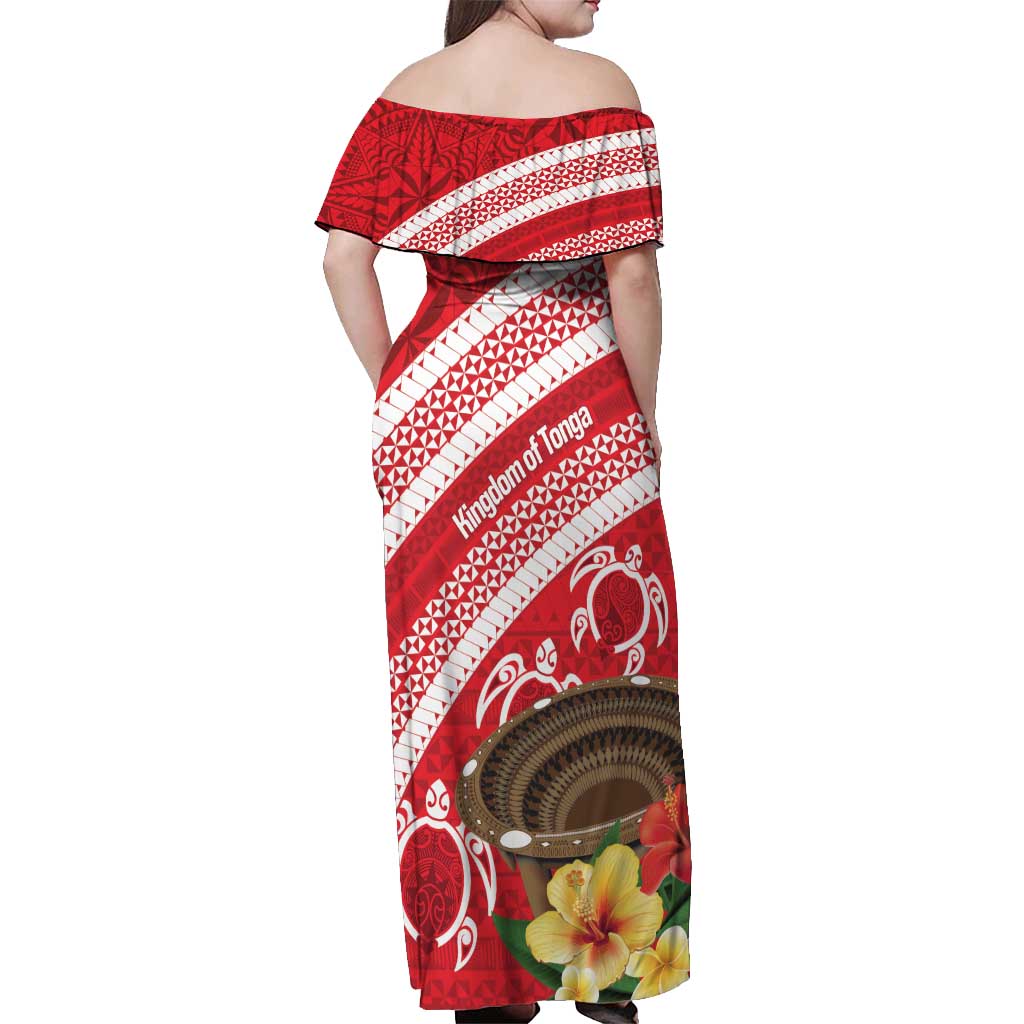 Kingdom Of Tonga Emancipation Day Off Shoulder Maxi Dress Tongan Ngatu With Kumete Red