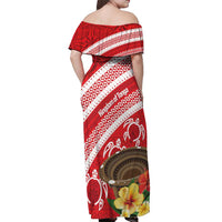 Kingdom Of Tonga Emancipation Day Off Shoulder Maxi Dress Tongan Ngatu With Kumete Red