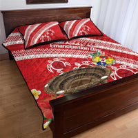 Kingdom Of Tonga Emancipation Day Quilt Bed Set Tongan Ngatu With Kumete Red