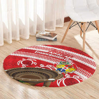 Kingdom Of Tonga Emancipation Day Round Carpet Tongan Ngatu With Kumete Red