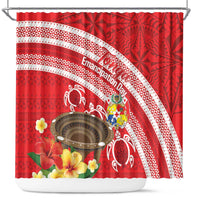 Kingdom Of Tonga Emancipation Day Shower Curtain Tongan Ngatu With Kumete Red