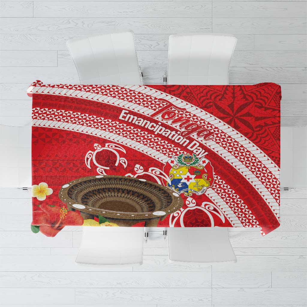 Kingdom Of Tonga Emancipation Day Tablecloth Tongan Ngatu With Kumete Red LT14 Red - Polynesian Pride