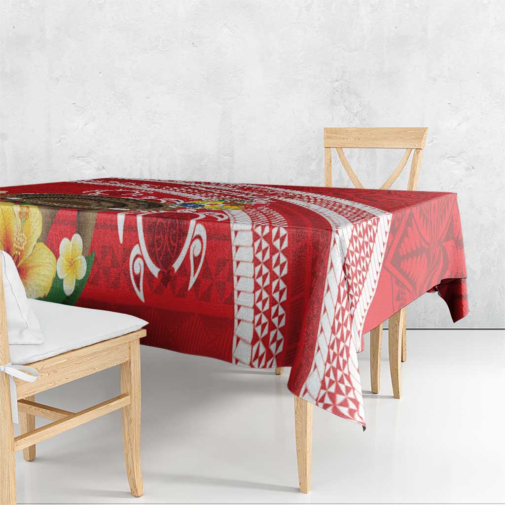 Kingdom Of Tonga Emancipation Day Tablecloth Tongan Ngatu With Kumete Red LT14 - Polynesian Pride