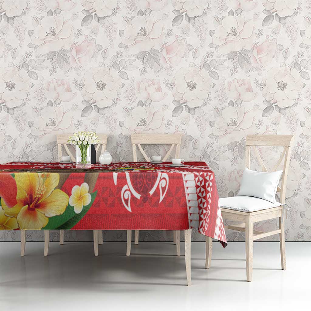 Kingdom Of Tonga Emancipation Day Tablecloth Tongan Ngatu With Kumete Red LT14 - Polynesian Pride