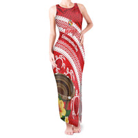 Kingdom Of Tonga Emancipation Day Tank Maxi Dress Tongan Ngatu With Kumete Red LT14 Women Red - Polynesian Pride