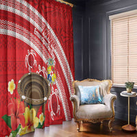 Kingdom Of Tonga Emancipation Day Window Curtain Tongan Ngatu With Kumete Red LT14 - Polynesian Pride