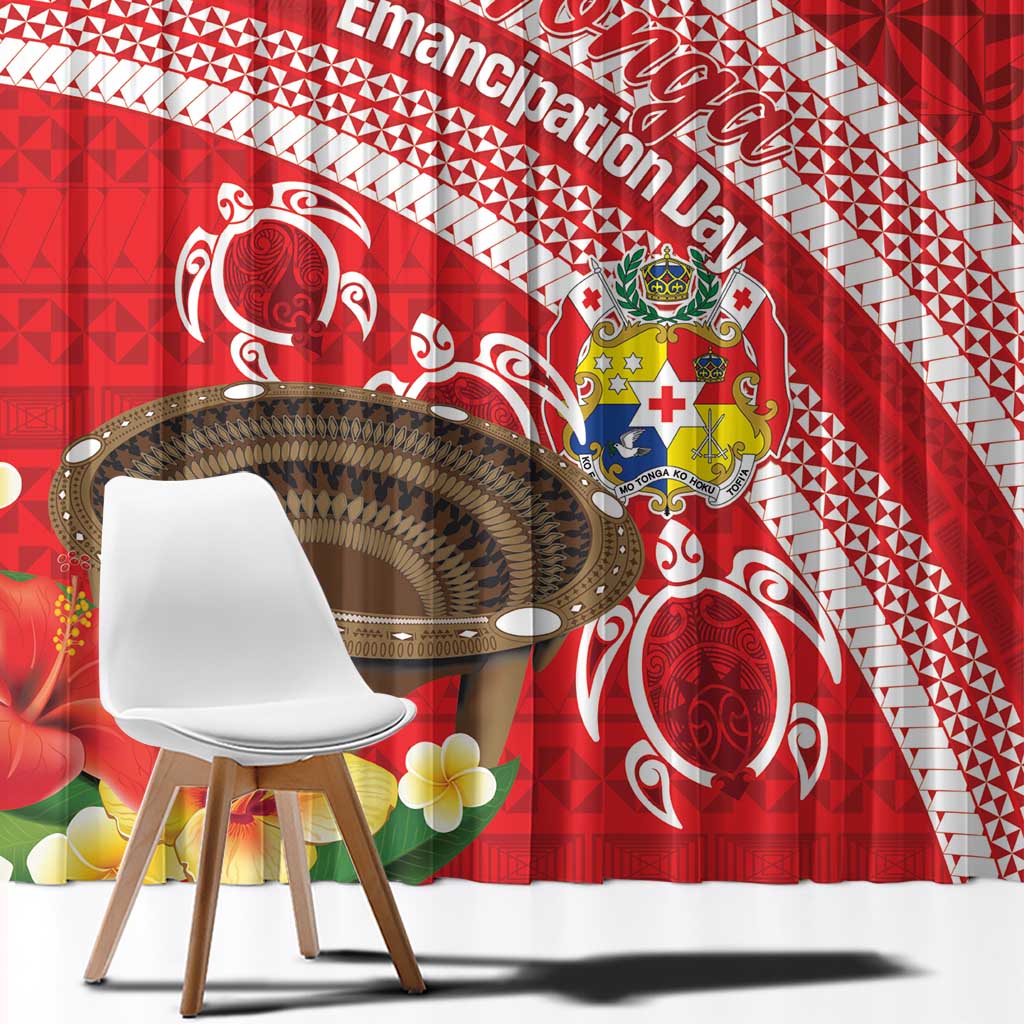 Kingdom Of Tonga Emancipation Day Window Curtain Tongan Ngatu With Kumete Red LT14 - Polynesian Pride