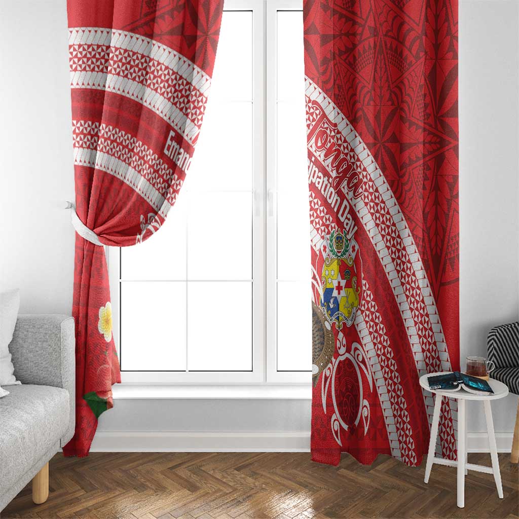 Kingdom Of Tonga Emancipation Day Window Curtain Tongan Ngatu With Kumete Red LT14 - Polynesian Pride