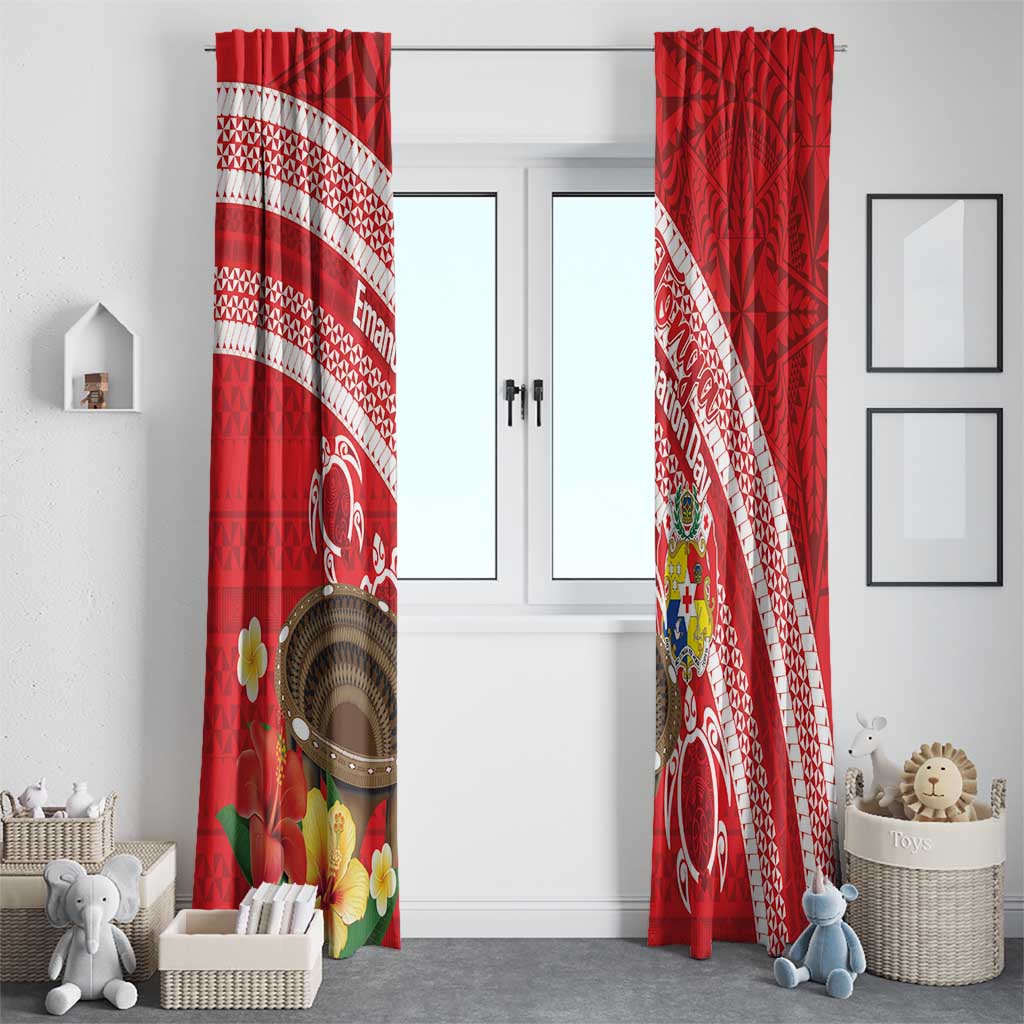 Kingdom Of Tonga Emancipation Day Window Curtain Tongan Ngatu With Kumete Red LT14 - Polynesian Pride