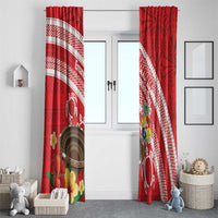 Kingdom Of Tonga Emancipation Day Window Curtain Tongan Ngatu With Kumete Red LT14 - Polynesian Pride