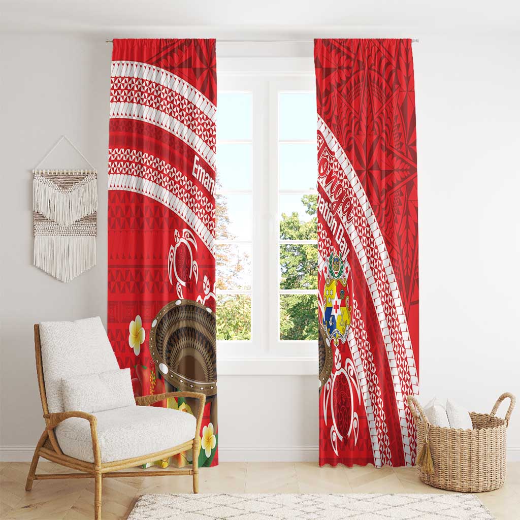 Kingdom Of Tonga Emancipation Day Window Curtain Tongan Ngatu With Kumete Red LT14 - Polynesian Pride