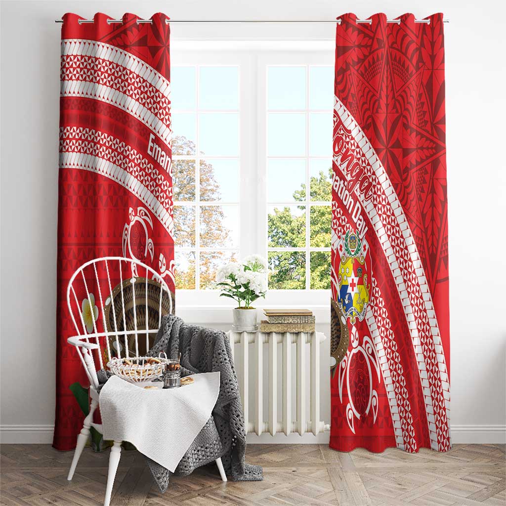 Kingdom Of Tonga Emancipation Day Window Curtain Tongan Ngatu With Kumete Red LT14 - Polynesian Pride