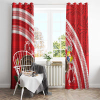 Kingdom Of Tonga Emancipation Day Window Curtain Tongan Ngatu With Kumete Red LT14 - Polynesian Pride